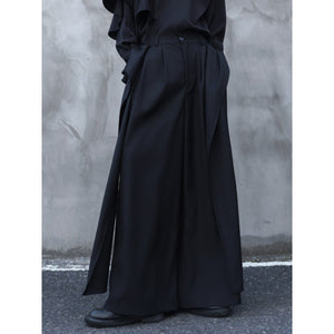 Deconstructed Ribbon Straight Wide-Leg Trouser Culottes