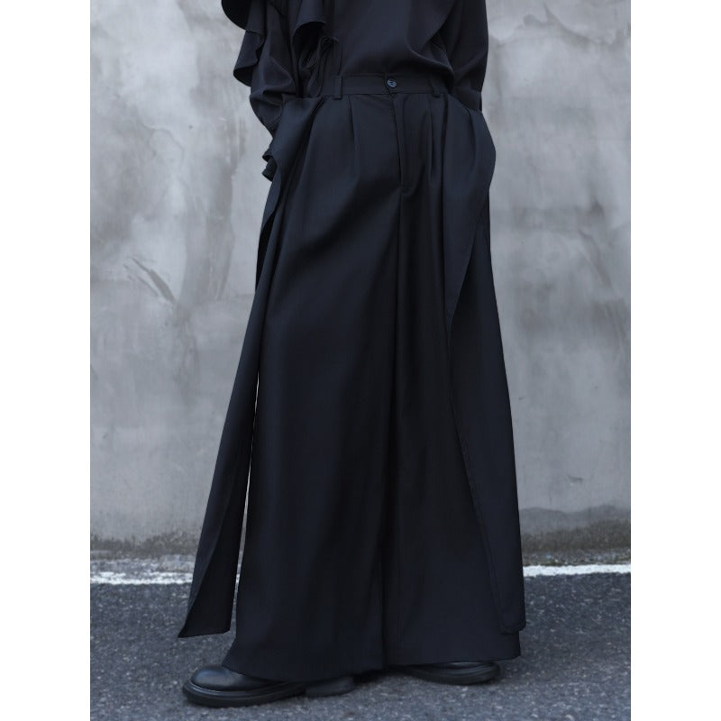 Deconstructed Ribbon Straight Wide-Leg Trouser Culottes