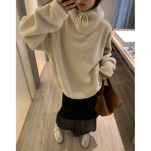 Turtleneck Lamb Wool Loose Pullover Sweatshirt