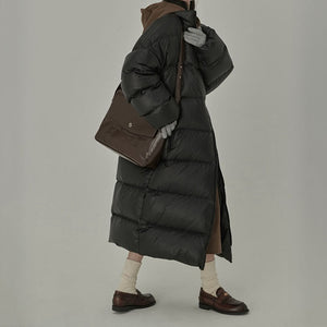 Casual Stand Collar Long Over-the-knee Straight Coat