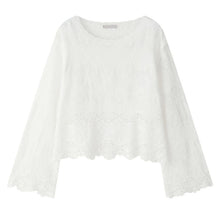 Load image into Gallery viewer, Women's Washed Cotton Lace Cut Out Breathable Shirt

