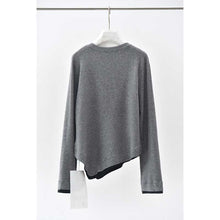 Load image into Gallery viewer, Women's Color-blocked Patchwork Faux Two-piece Pointed Hem Thin Sweater
