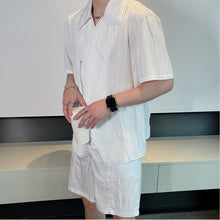 Load image into Gallery viewer, Summer Topstitched Zip Shirt Shorts Set
