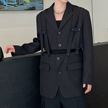 Load image into Gallery viewer, Deconstructed Suspender Splicing Shoulder Pad Blazer

