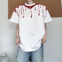 Load image into Gallery viewer, Round Neck Hand-painted Geometric Pattern Loose T-shirt
