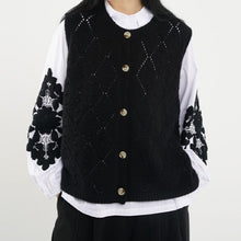 Load image into Gallery viewer, Round Neck Diamond Knitted Cardigan Vest
