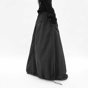 Black Adjustable Drawstring Skirt