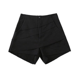 Dark High Waist Cut Edge Shorts