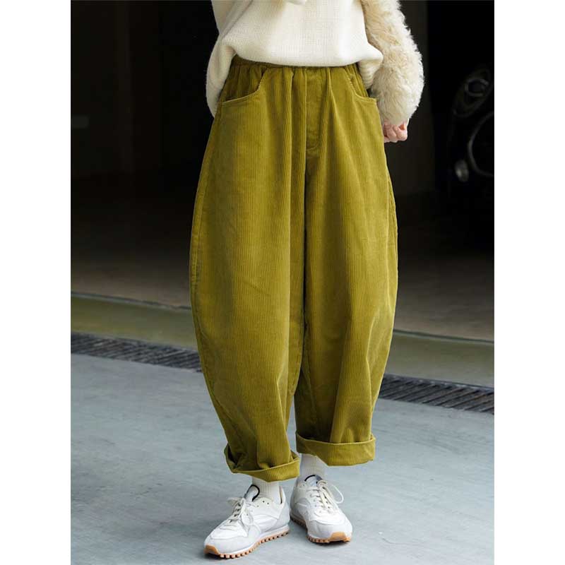Corduroy Carrot Casual Vintage Wide Leg Pants
