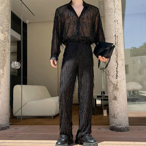 Stage Tassels Sequins Tops Pants Suits