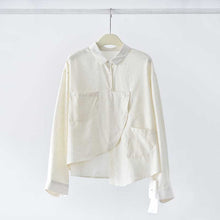 Load image into Gallery viewer, Japanese Asymmetrical Retro Striped Color-blocked Shirt
