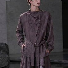 Load image into Gallery viewer, Irregular Slanted Placket Shirt and Trousers Two-piece set
