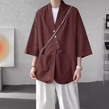 Load image into Gallery viewer, Diagonally Buttoned Loose Cardigan Shirt
