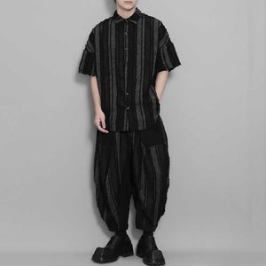 Retro Vertical Striped Fringe Patchwork Shirt