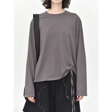 Load image into Gallery viewer, Women's Side Drawstring Hanging Tie Adjustable Loose Long Sleeve T-Shirt
