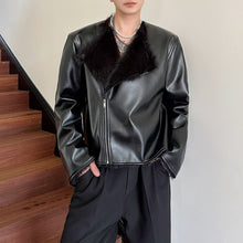 Load image into Gallery viewer, Faux Fur Collarless Leather Jacket
