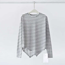 Load image into Gallery viewer, Crew Neck Striped Casual Irregular Hem Shirt
