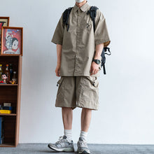Load image into Gallery viewer, Japanese Functional Large Pocket Shirt Casual Loose Overalls Two-piece Set
