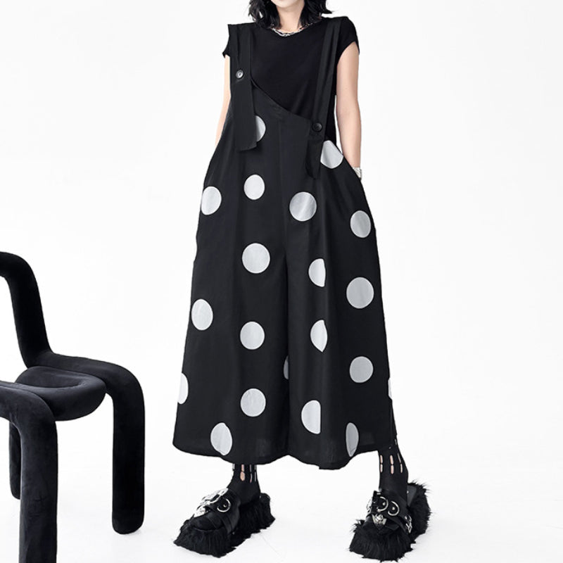 Polka Dot Print LooseWide-leg Overalls