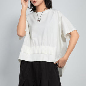 Loose Irregular Pleated Thin T-shirt