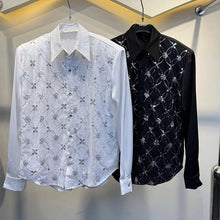 Load image into Gallery viewer, Sequin Lace Argyle-Pattern  Shirt
