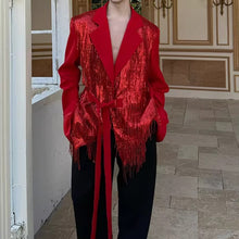 Load image into Gallery viewer, Stage Party Tassel Sequined Blazer

