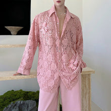 Load image into Gallery viewer, French Retro Sheer Lace Embroidered Shirt
