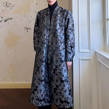 Load image into Gallery viewer, Vintage Floral Silhouette Buttonless Mid-length Trench Coat
