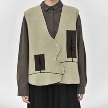 Load image into Gallery viewer, Retro Curved Placket Jacquard Sweater Vest
