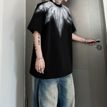 Load image into Gallery viewer, Color-blocked Hand-painted Padded Shoulder Loose T-shirt
