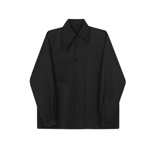 Pointed Collar Button-down Long-sleeve Shirt