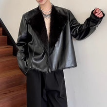 Load image into Gallery viewer, Faux Fur Collarless Leather Jacket
