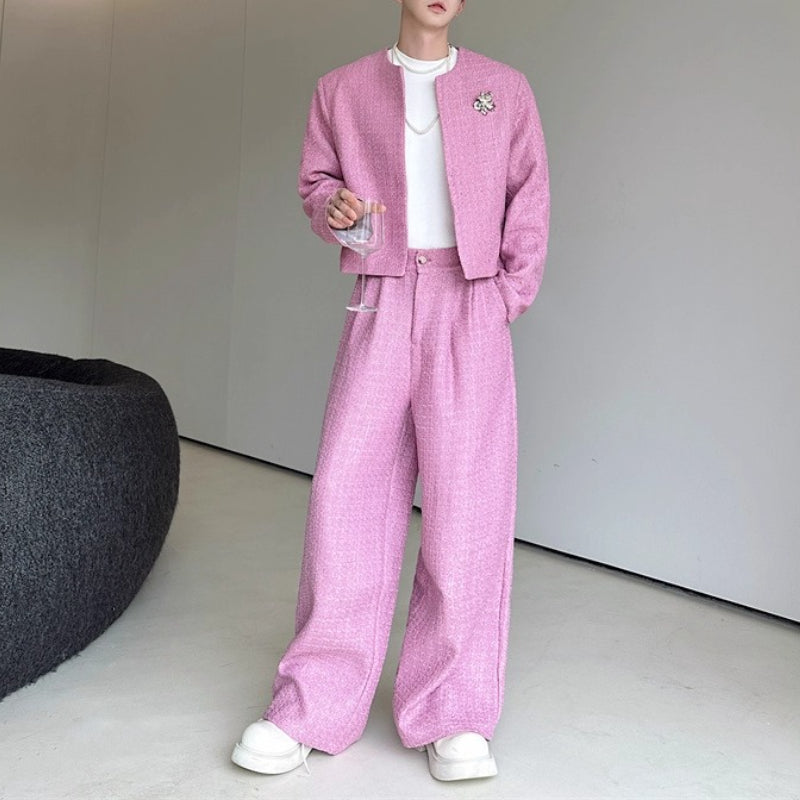 Woolen Metal Suit Jacket Wide-leg Trousers Two-piece Suit