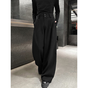 Straight High-waisted Draped Pleated Wide-leg Trousers