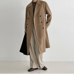 Woolen Mid-length Loose Windbreaker Coat