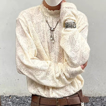 Load image into Gallery viewer, Retro Lace Openwork Mock Neck Shirt
