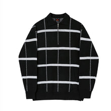 Load image into Gallery viewer, Retro Lapel Plaid Loose Casual Sweater
