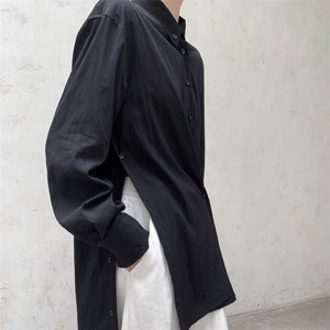 Loose Slit-buttoned Two-way Shirt