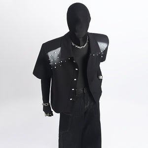 Spray-painted Beading Cropped Jacket