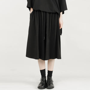 Casual Loose-fitting Wide-leg Cropped Trousers