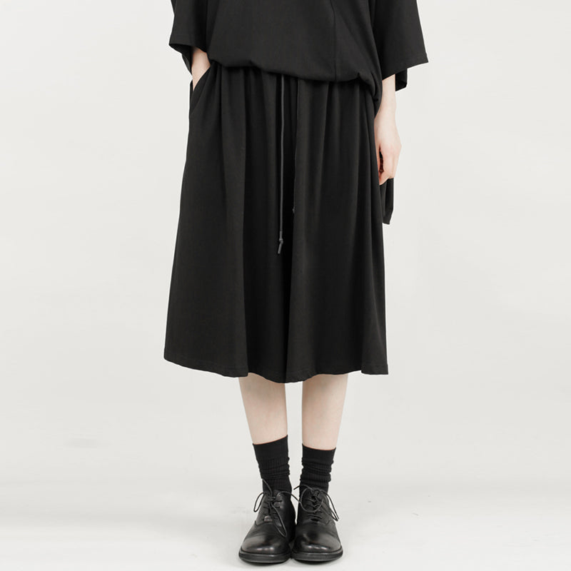 Casual Loose-fitting Wide-leg Cropped Trousers