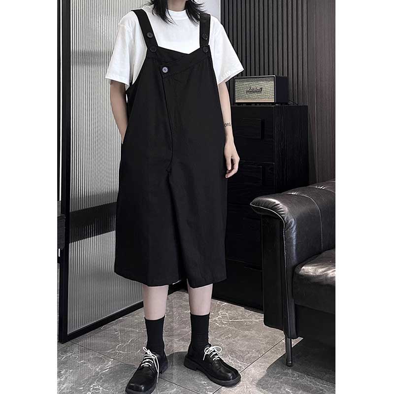 Solid Color Loose Casual Wide-leg Overalls