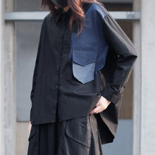 Load image into Gallery viewer, Denim Patchwork Pocket Long Sleeve Shirt
