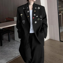Load image into Gallery viewer, Metal Brooch-embellished Shoulder-padded Casual Blazer
