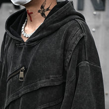 Load image into Gallery viewer, Patchwork Washed Distressed Zipper Retro Sweatshirt
