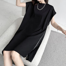 Load image into Gallery viewer, Side Zip Short Sleeve T-Shirt Dress
