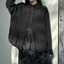Load image into Gallery viewer, Striped Textured Loose Long-sleeved Shirt
