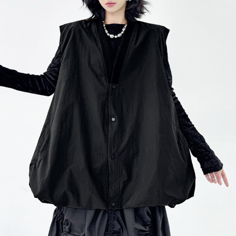 Bud Loose Solid Color V-neck Vest