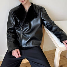 Load image into Gallery viewer, Faux Fur Collarless Leather Jacket
