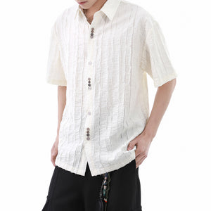 American Loose Textured Pleated Shirt